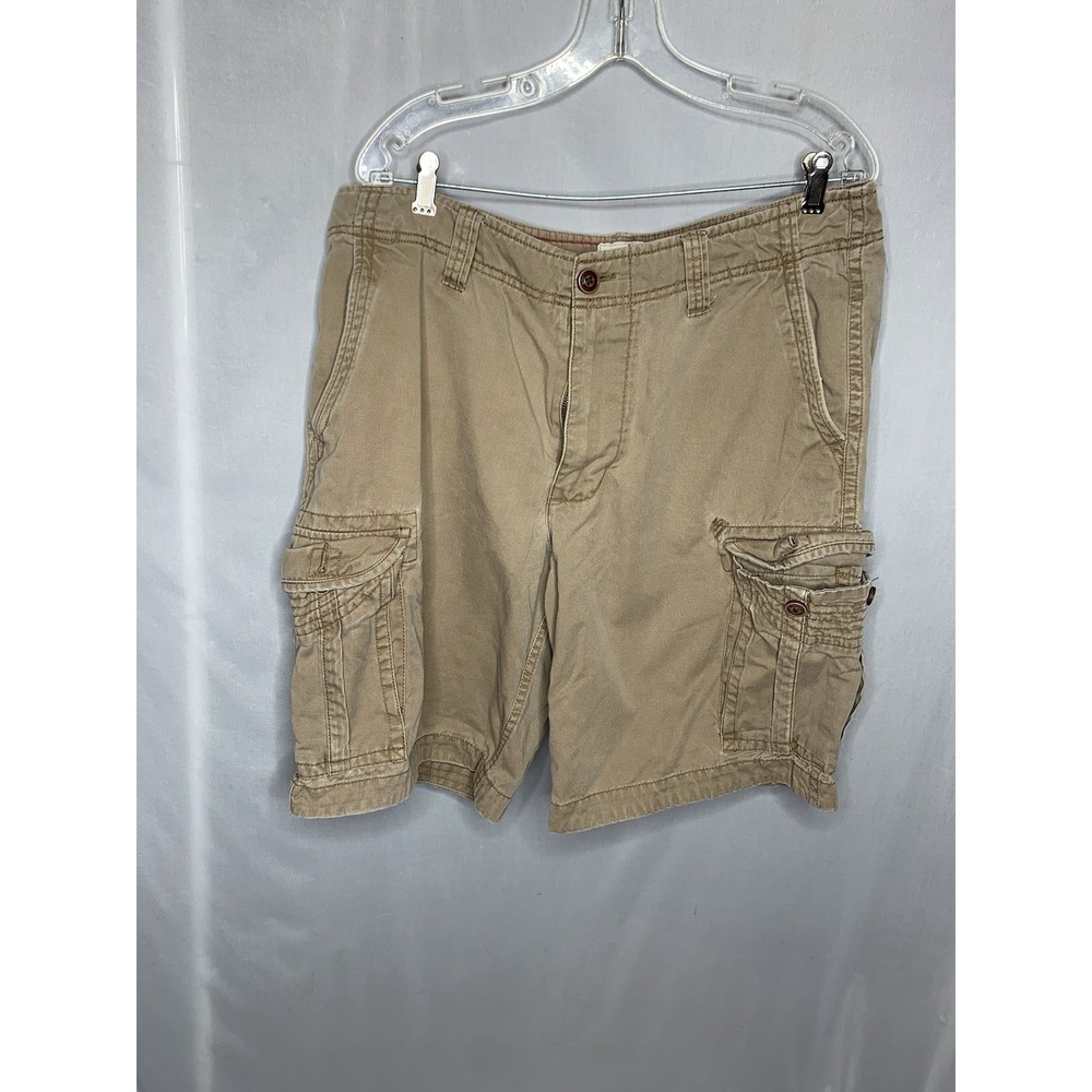 mens 36 red camel cargo khaki tan‎ Dad shorts Pockets